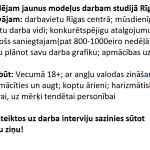 Labi apmaksāts darbs Rīgā! Ja esi ar koptu ārieni,  vecumā līdz 25 pēc info jautā…